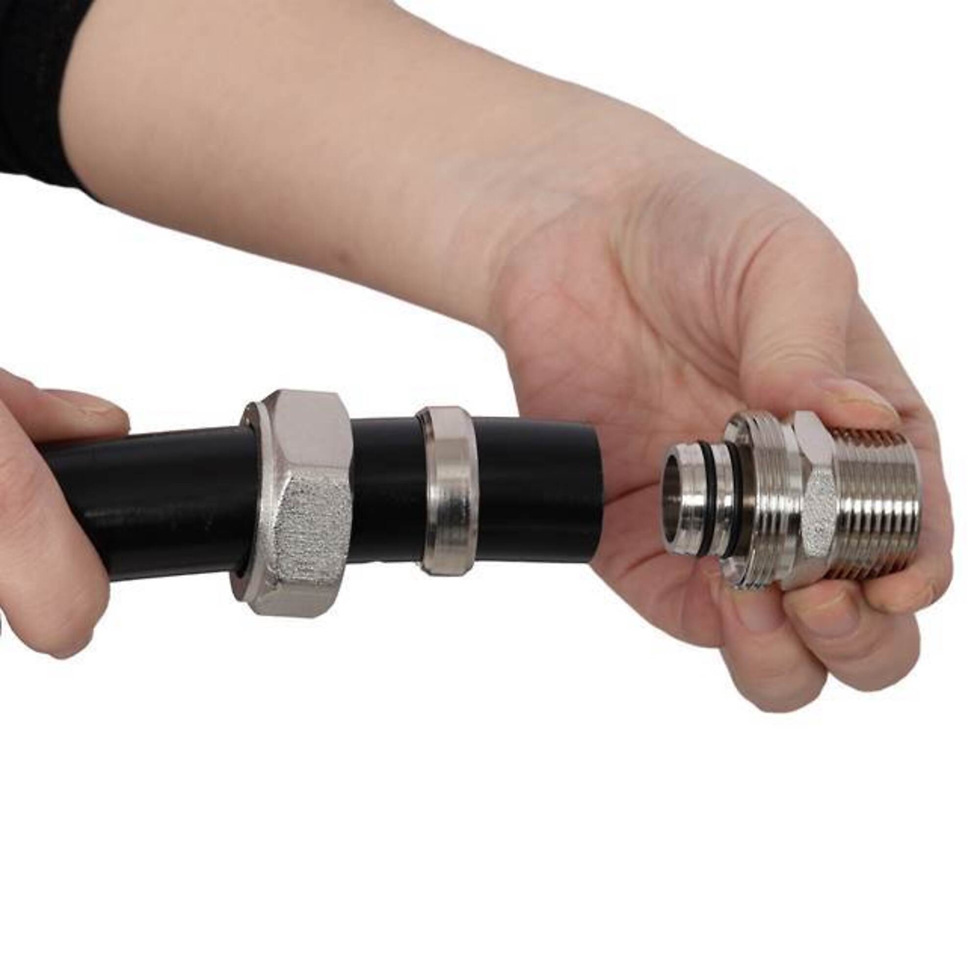 Air Compressor Hose Kit with 3/4" x 100' PEX-AL-PEX Tubing and Aluminum Outlet Blocks, black, BAC-W465P220518
